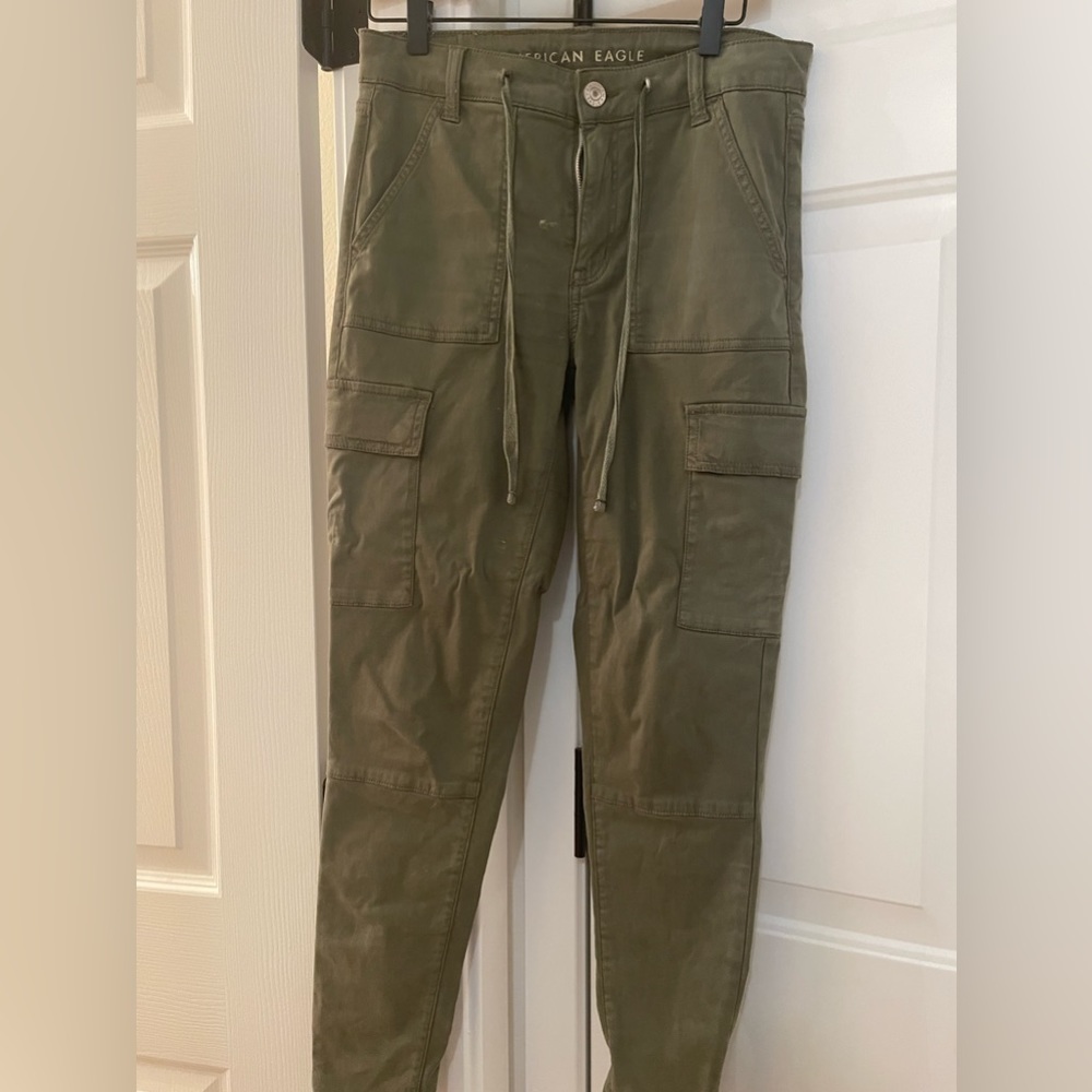 American Eagle High Rise Army Green Jeggings (Size 6)